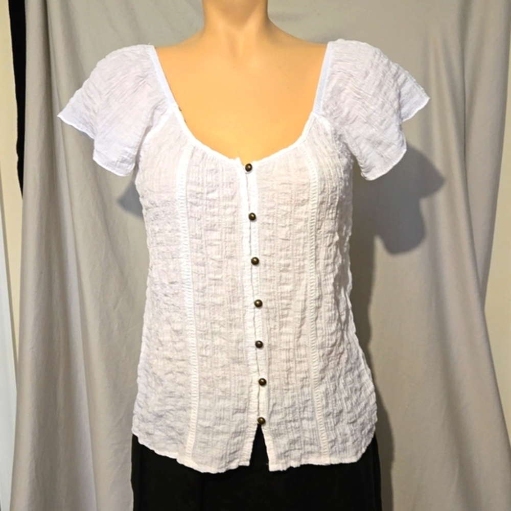 Rewind Bohemian style white textured blouse